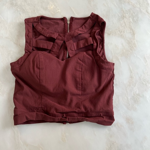 Cropped Zipper Top with Cutouts - Picture 2 of 2